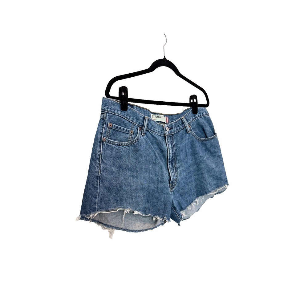 Levi's 505 Womens Size 36 Straight Fit Denim Cutoff Shorts High Rise Frayed Hem - Picture 4 of 10